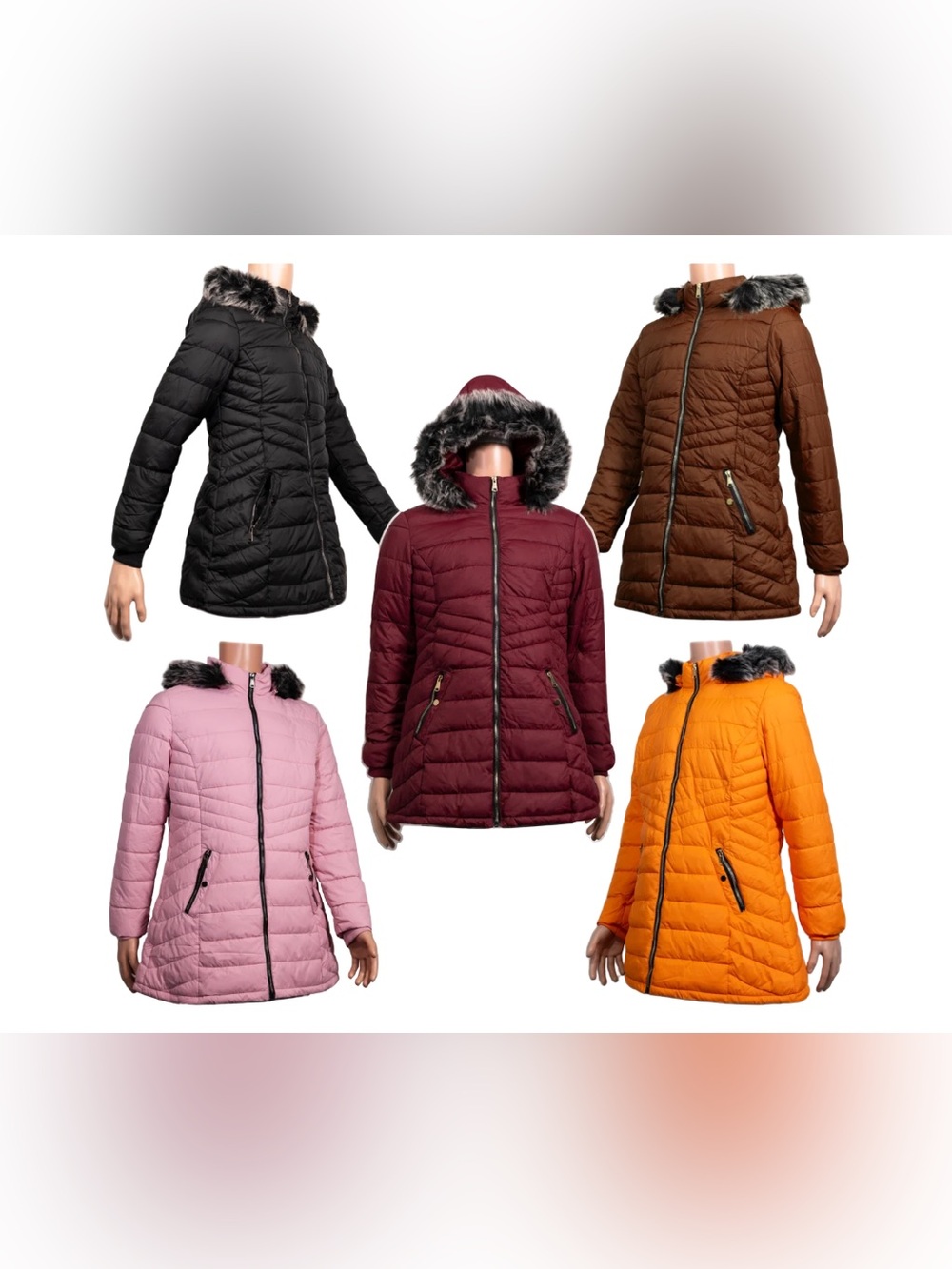 Hooded Quilted Faux-Fur Trim Puffer Coat - Multiple Colors